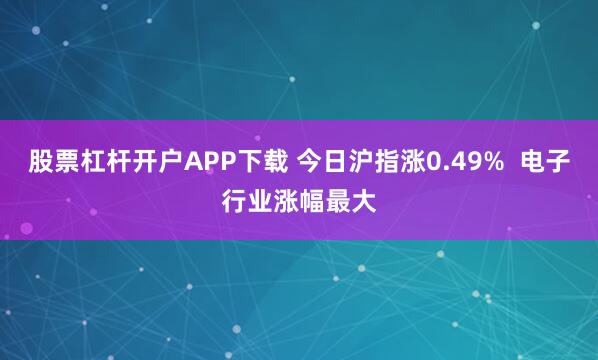 股票杠杆开户APP下载 今日沪指涨0.49%  电子行业涨幅最大